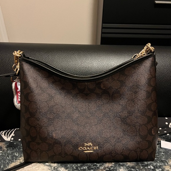 Coach Laurel Signature Brown and Black Shoulder Bag CHARMS NOT INCLUDED - Picture 8 of 11